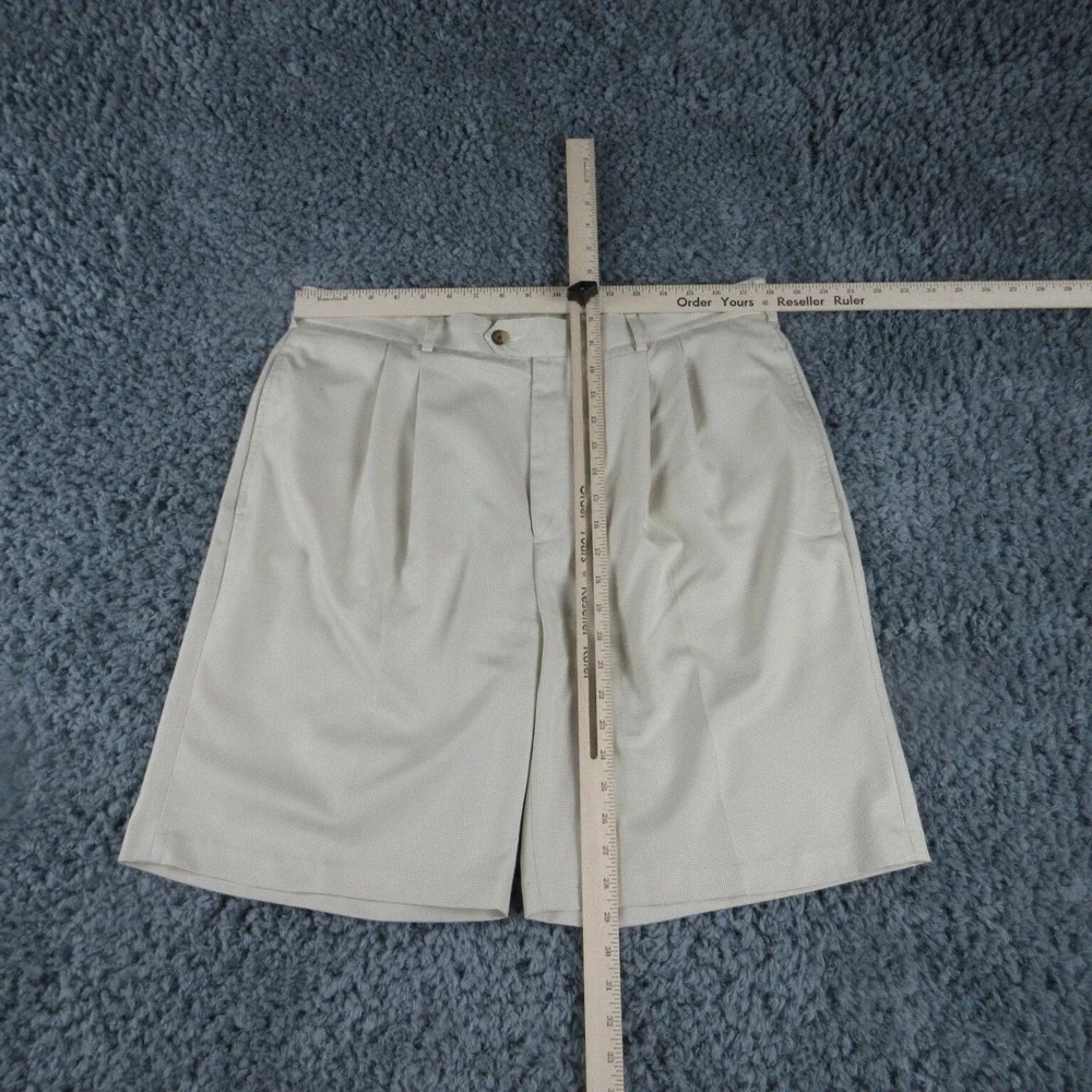 Donald Ross Shorts Mens 36 Beige White Houndstooth Plaid Chino 36x8.5*